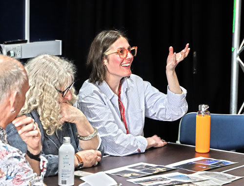 Lauren Reyhani chatting to students